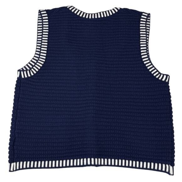 NWT JOIE Women's Sleeveless Navy White Striped Sweater Vest Size Medium - Picture 5 of 5